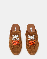 AZIEL MULE Chestnut Suede Low-Top Lace-Up Slip-On Women's Sneaker