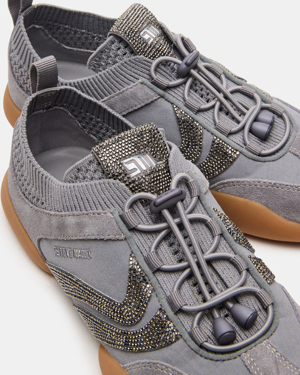 REBOOT Grey Rhinestones Low-Top Lace-Up Women's Sneaker