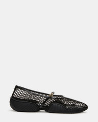 VICKEE Black Mesh Mary Jane Buckle Chunky Sole Ballet Women's Sneaker