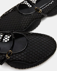 VICKEE Black Mesh Mary Jane Buckle Chunky Sole Ballet Women's Sneaker