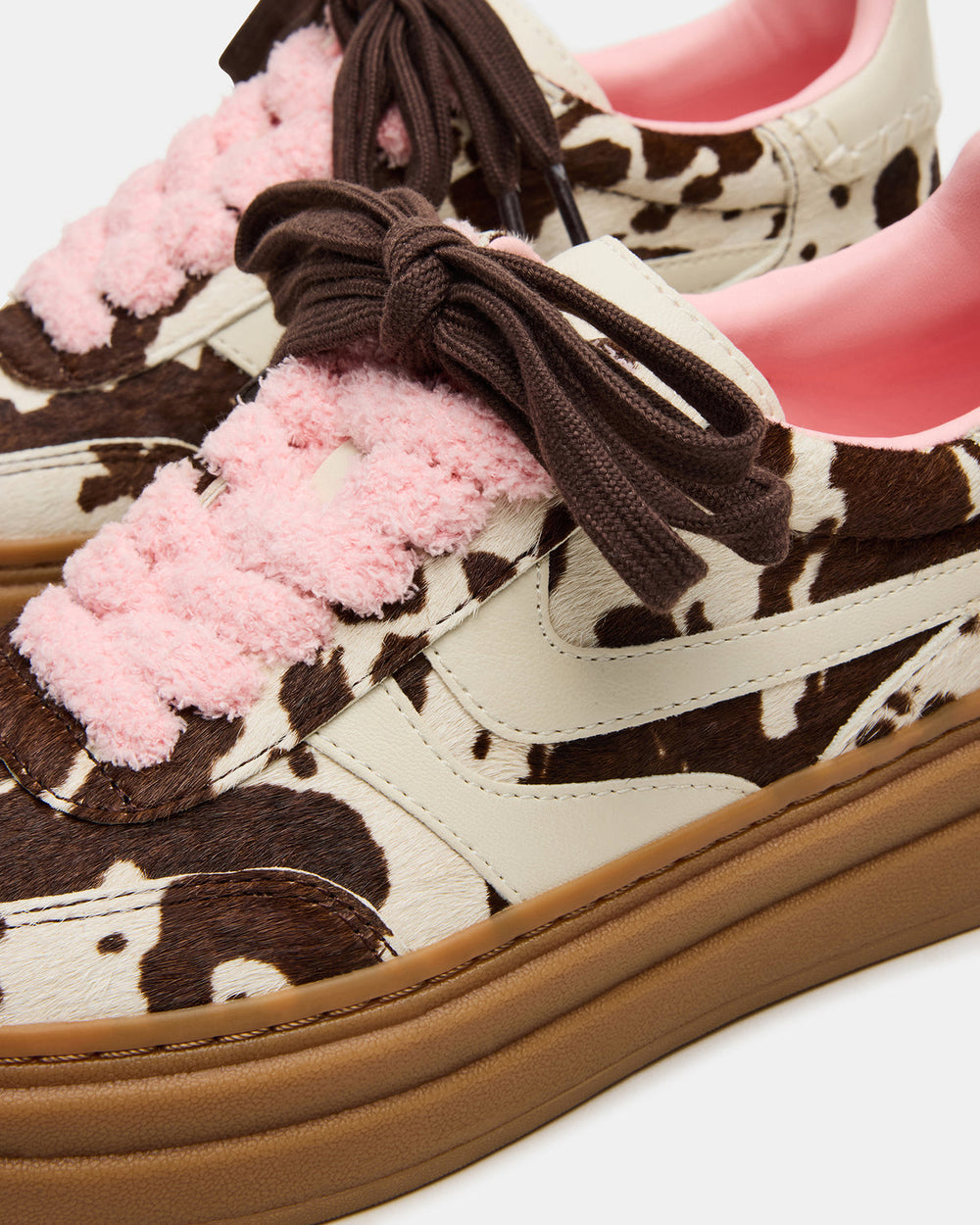 DODGE Brown Cow Print Low-Top Platform Women's Sneaker
