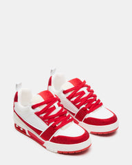 SKATER Red/White Rhinestones Low-Top Lace-Up Women's Sneaker