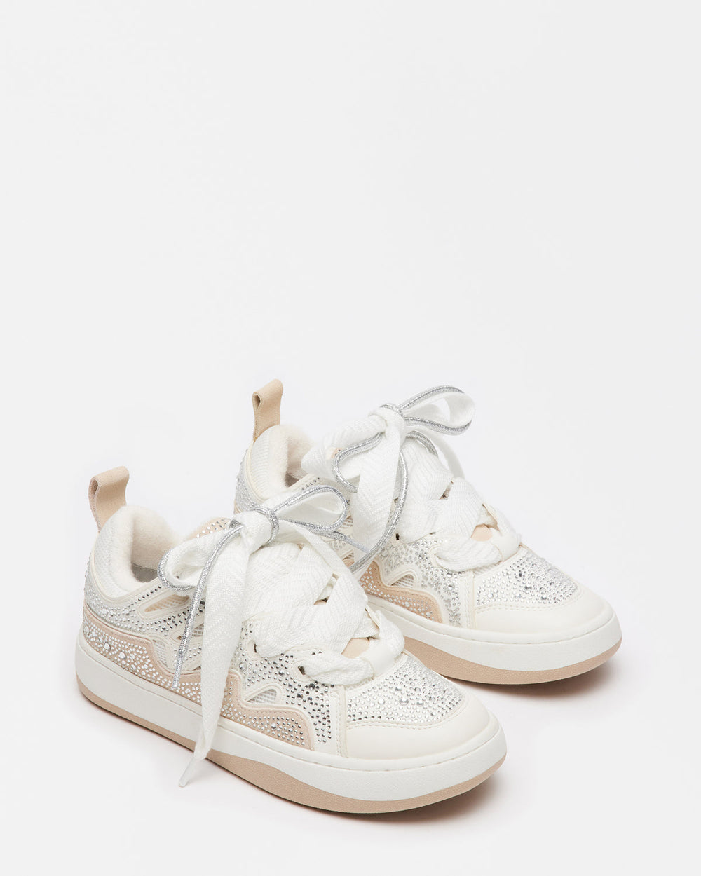 ROARING White Rhinestones Low-Top Lace-Up Sneaker | Women's Sneakers