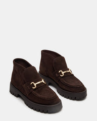 LEON Chocolate Brown Suede Platform Lug Sole Women's Loafer