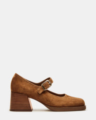 LISBON Chestnut Suede Square-Toe Mary Jane Women's Loafer