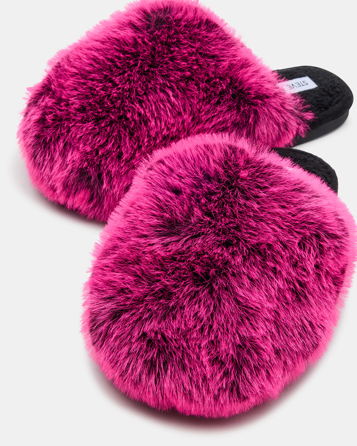 POOF Fushia Slip-On Faux Fur Mule Women's Flat