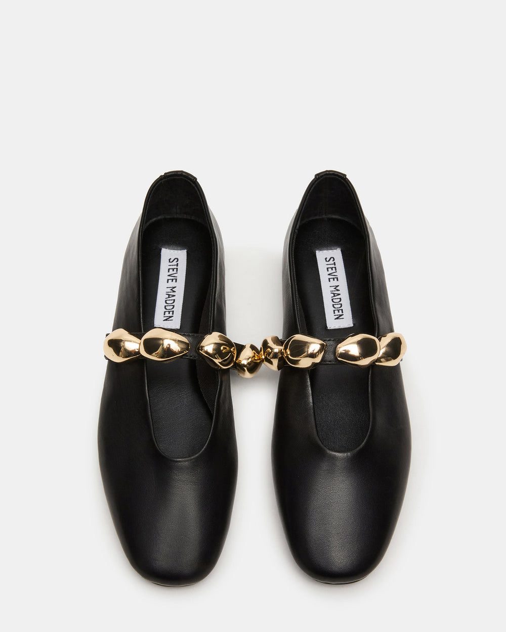 POPPIN Black Leather Mary Jane Ballet Women's Flat