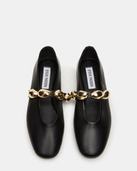 POPPIN Black Leather Mary Jane Ballet Women's Flat