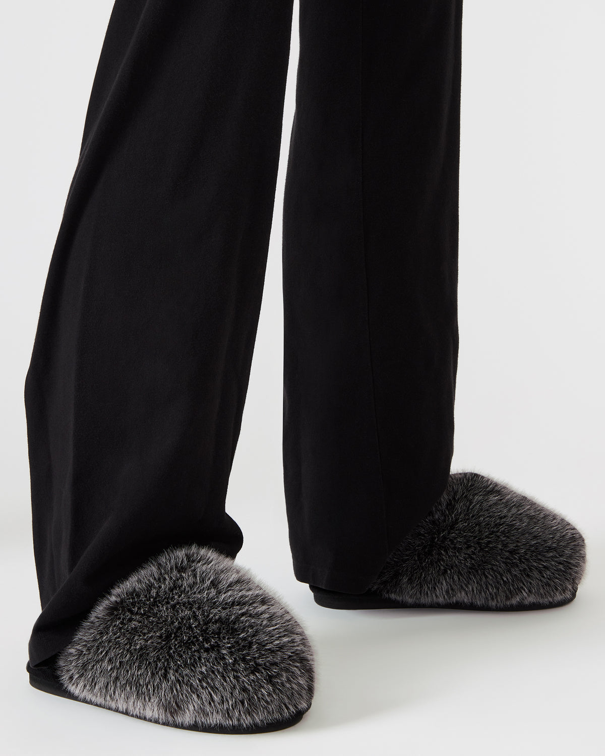 POOF GREY Slip-On Faux Fur Mule Women's Flat