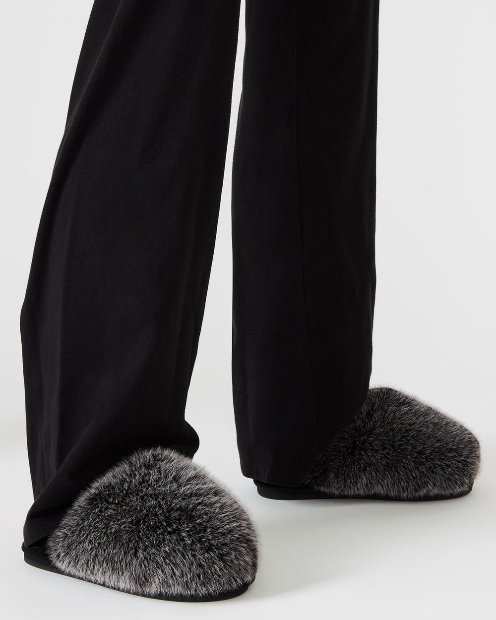 POOF GREY Slip-On Faux Fur Mule Women's Flat