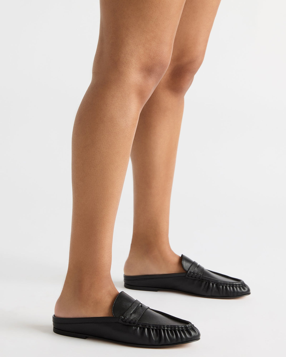 RAFE Faux Fur Black Leather Slip-On Mule Women's Flat