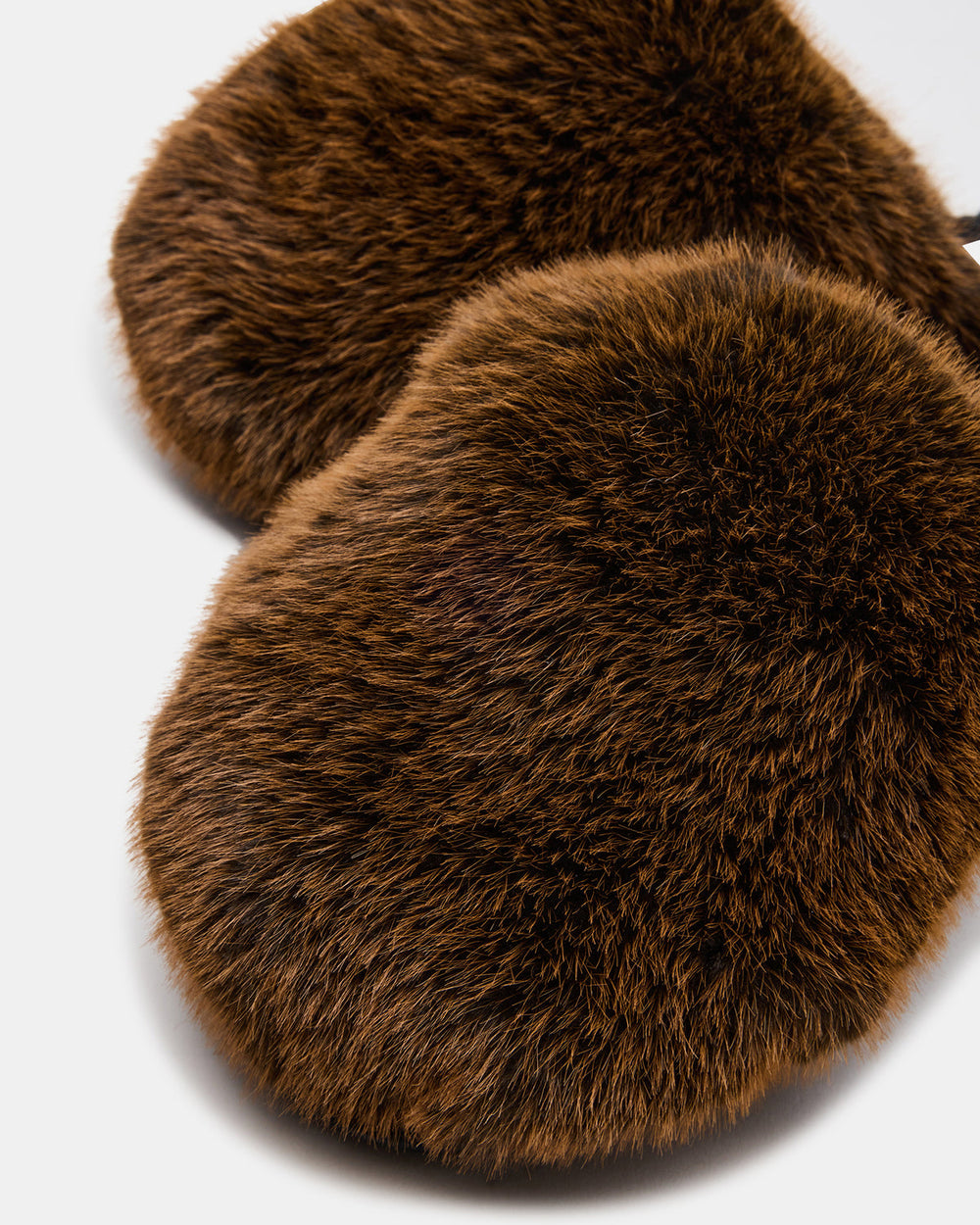 POOF Brown Slip-On Faux Fur Mule Women's Flat