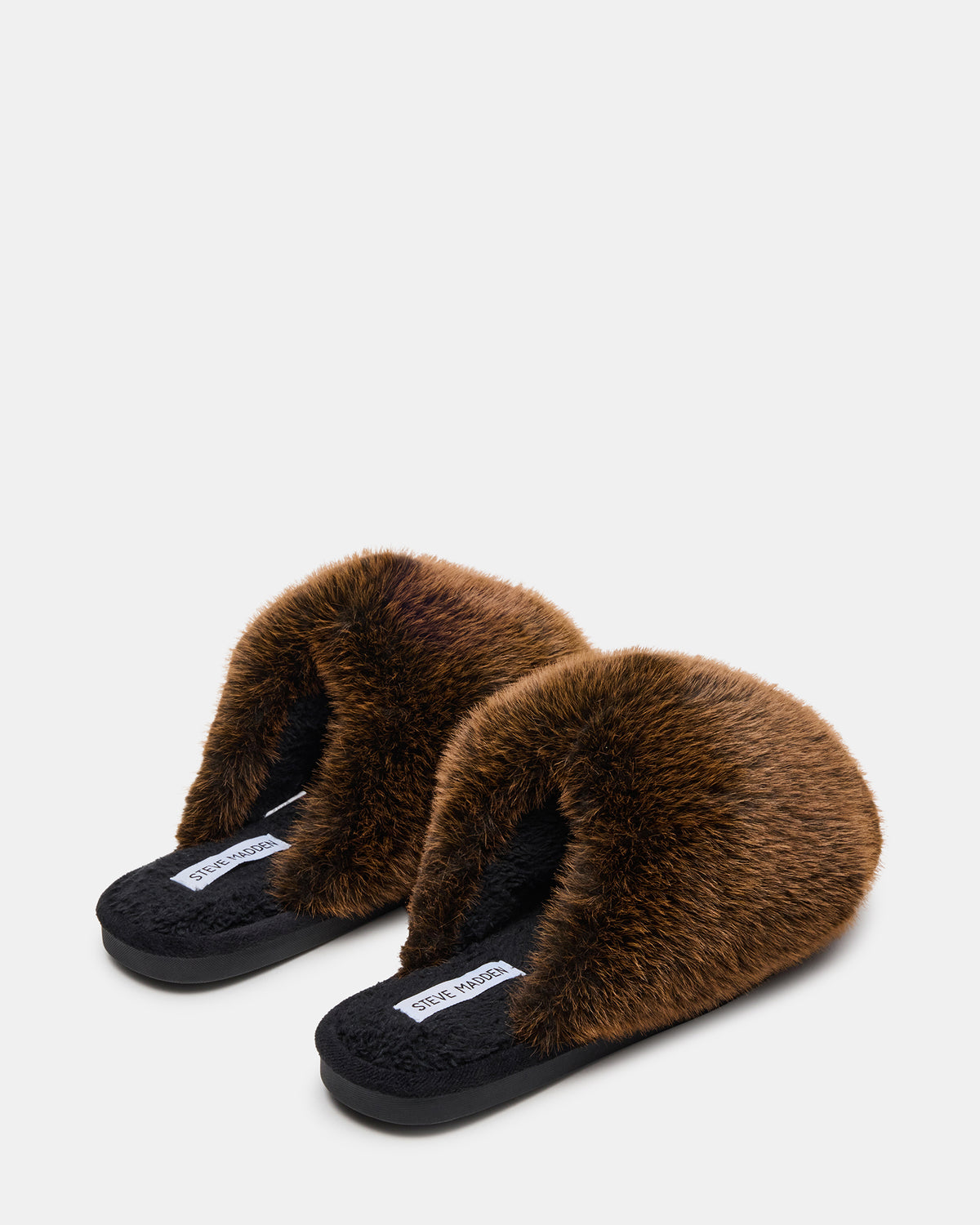 POOF Brown Slip-On Faux Fur Mule Women's Flat
