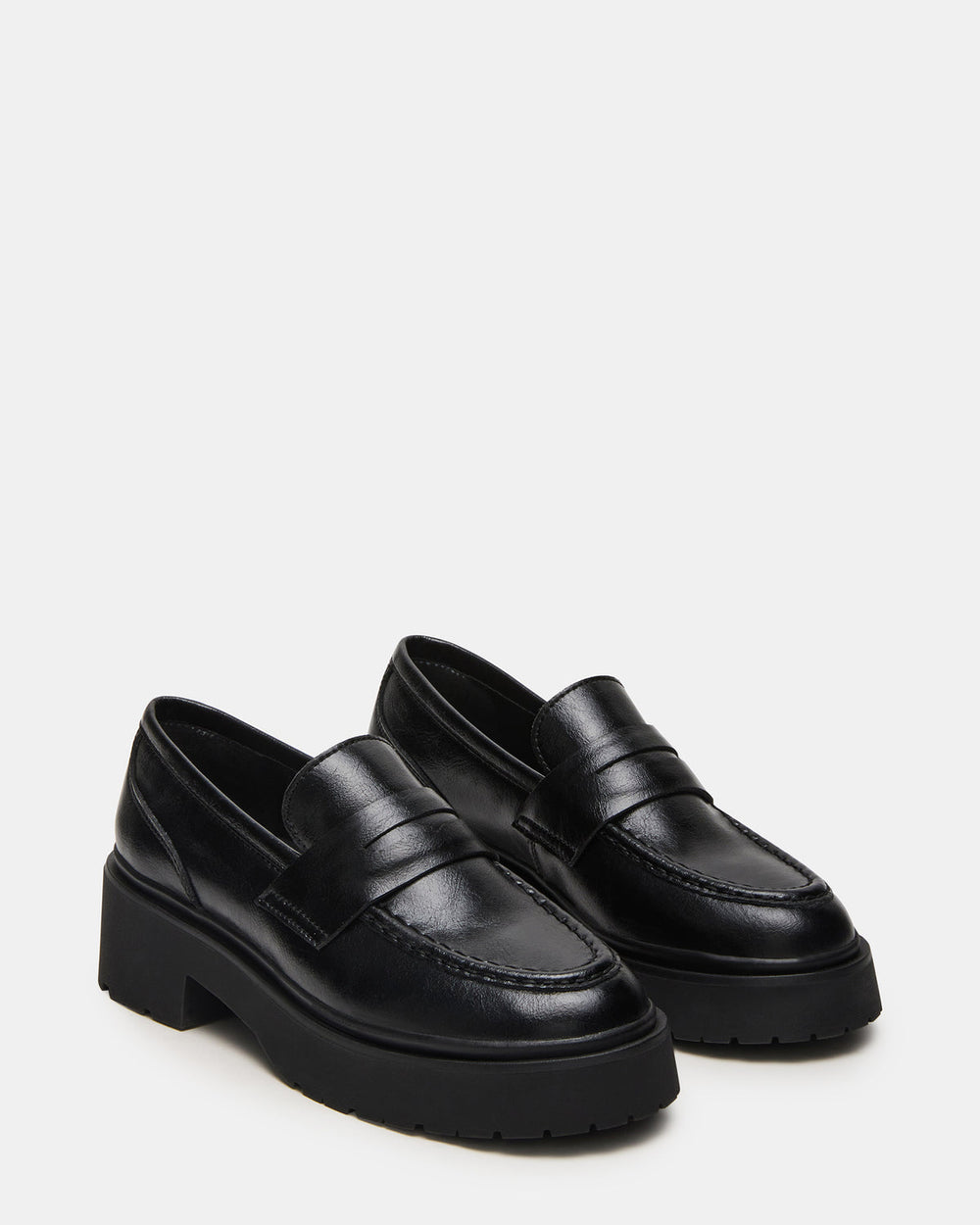 LAYKEN Black Leather Platform Lug Women's Loafer