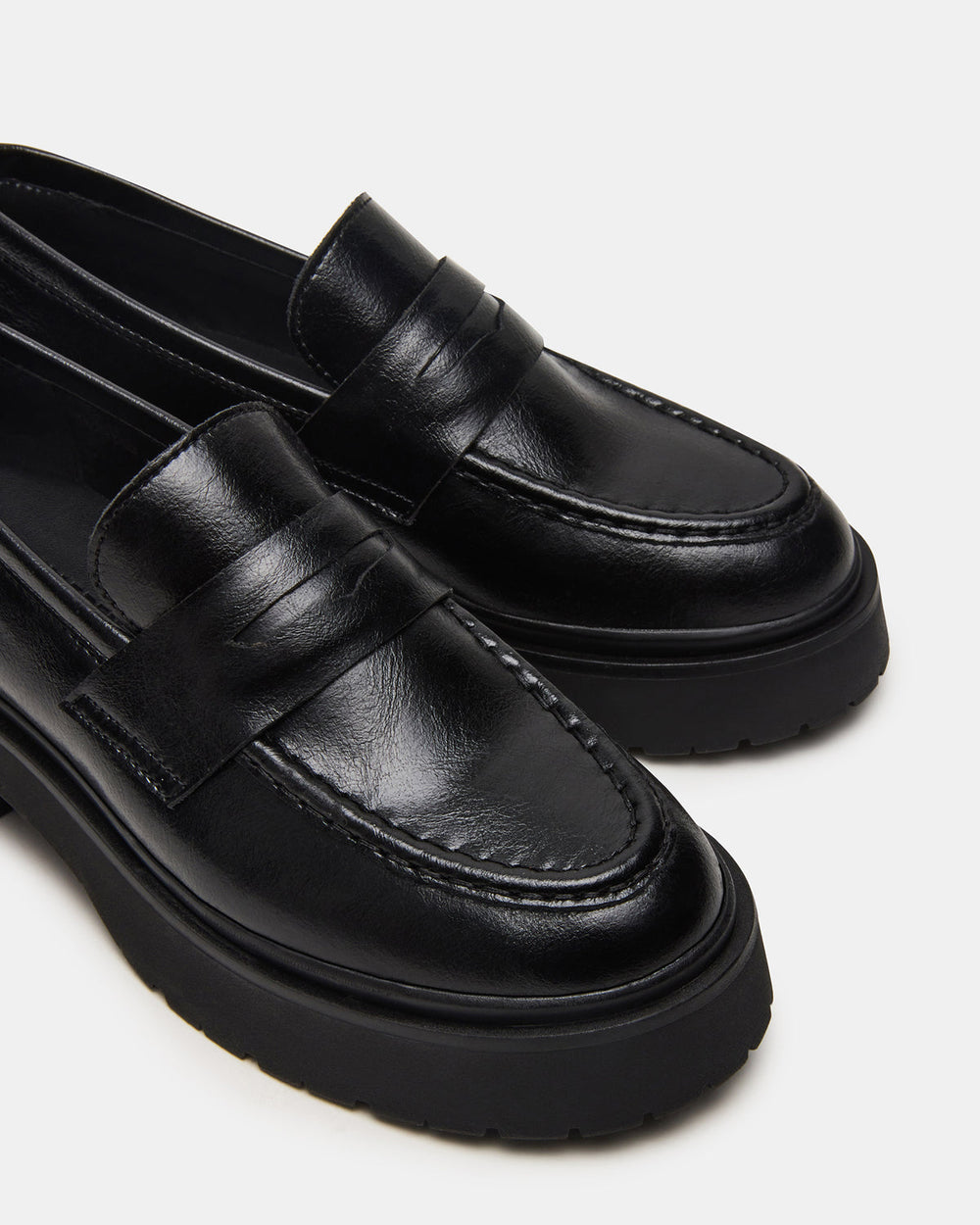 LAYKEN Black Leather Platform Lug Women's Loafer