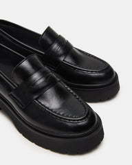 LAYKEN Black Leather Platform Lug Women's Loafer