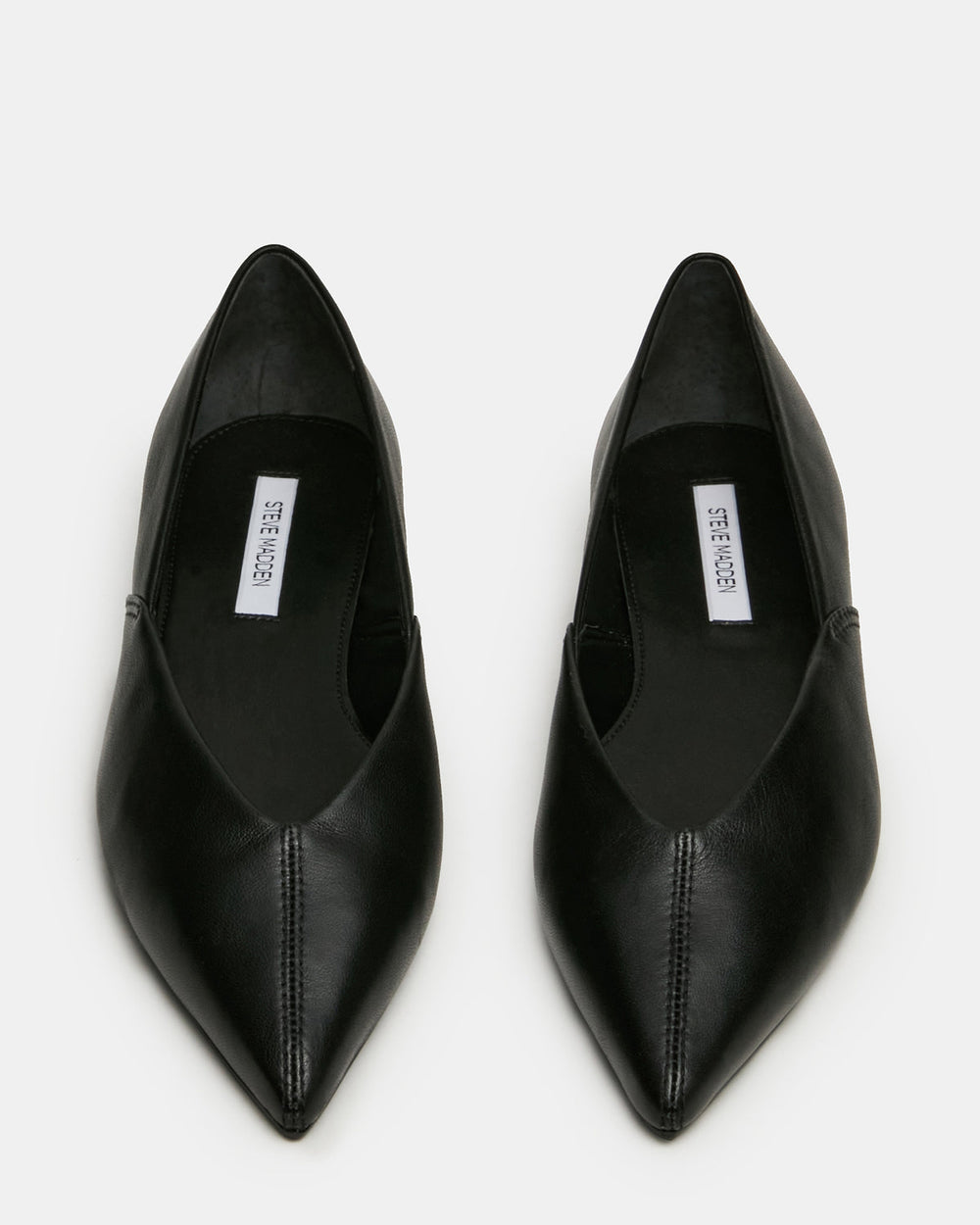TOVI Black Leather Pointed-Toe Ballet Women's Flat