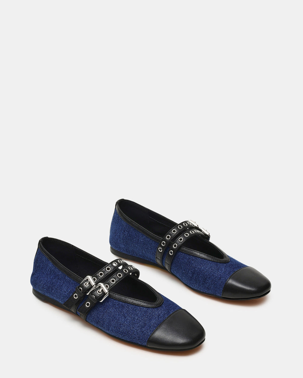 LYDIA Cap Black Denim Mary Jane Ballet Women's Flat