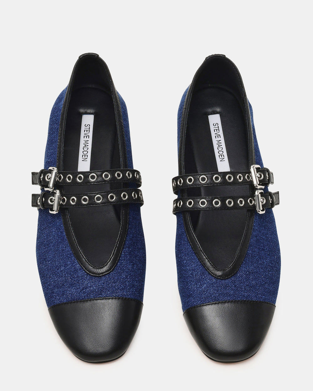 LYDIA Cap Black Denim Mary Jane Ballet Women's Flat