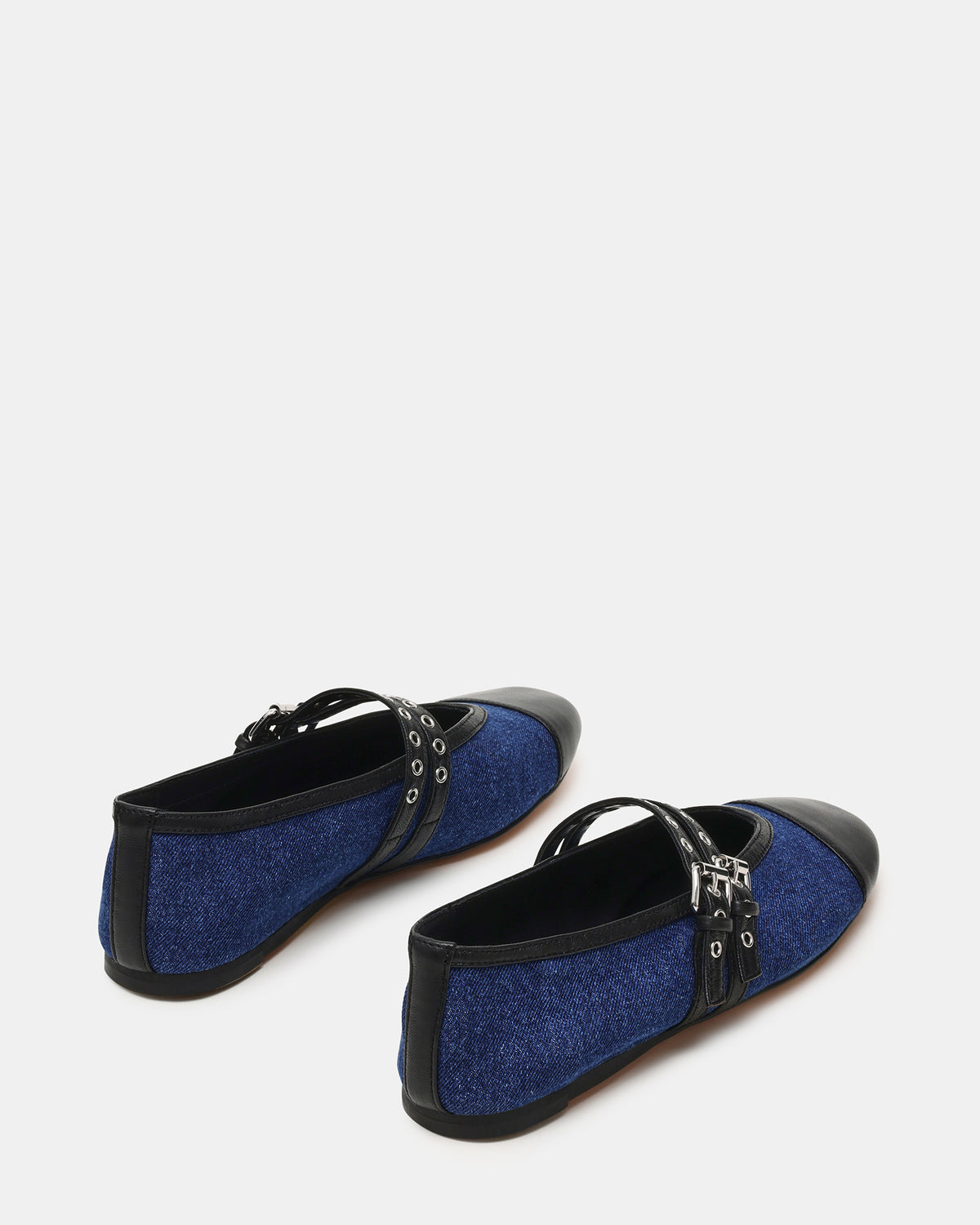 LYDIA Cap Black Denim Mary Jane Ballet Women's Flat