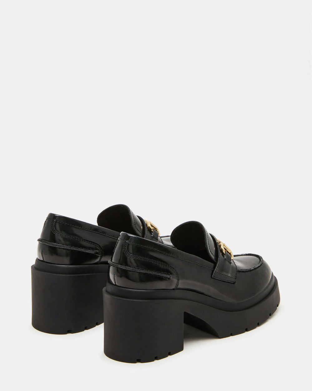 LAZRA Black Platform Lug Block Heel Women's Loafer