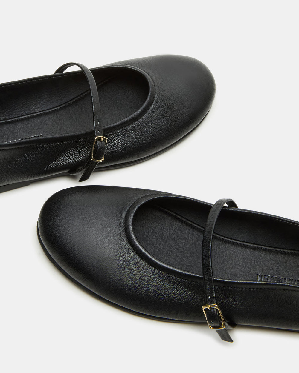 BESETTE Black Leather Mary Jane Ballet Women's Flat