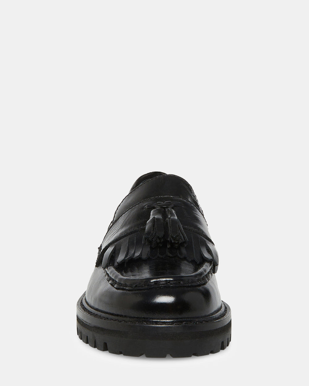 MINKA Black Leather Women's Platform Lug Sole Loafer