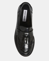 MINKA Black Leather Women's Platform Lug Sole Loafer