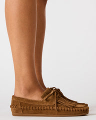 SAMUAL Chestnut Suede Fringe Boat Women's Loafer