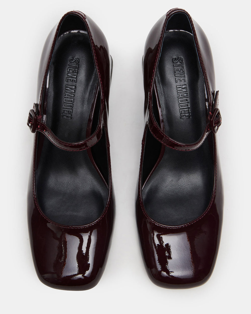 DARCEY Wine Patent Square-Toe Mary Jane Block Heel Women's Loafer