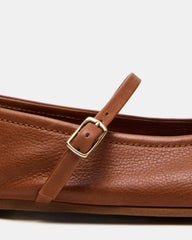 BESETTE Tan Leather Mary Jane Ballet Women's Flat
