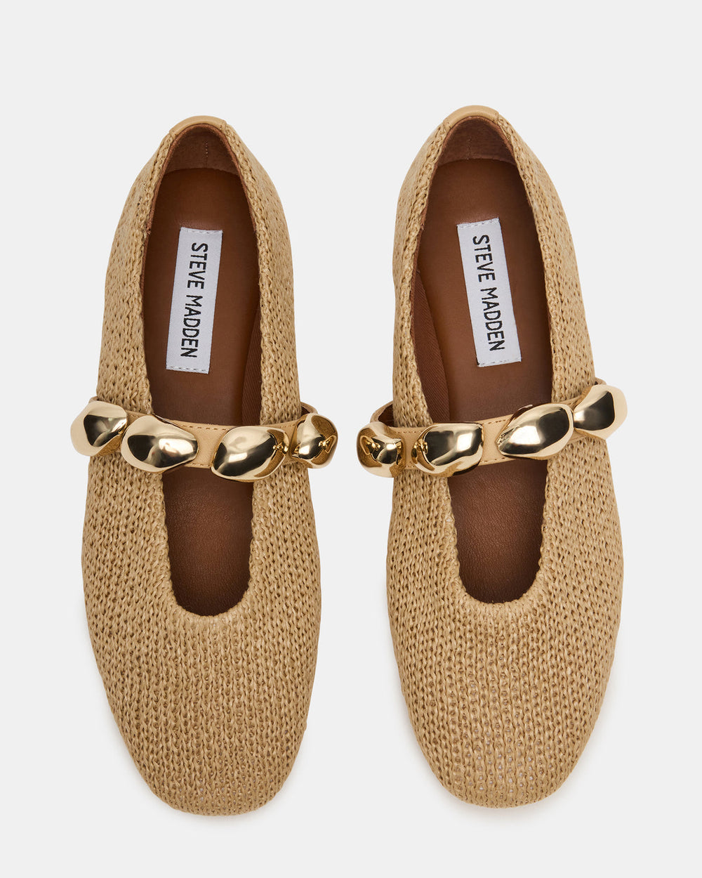 POPPIN Natural Raffia Mary Jane Ballet Women's Flat