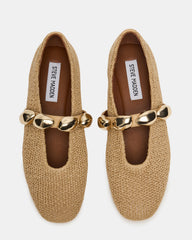 POPPIN Natural Raffia Mary Jane Ballet Women's Flat