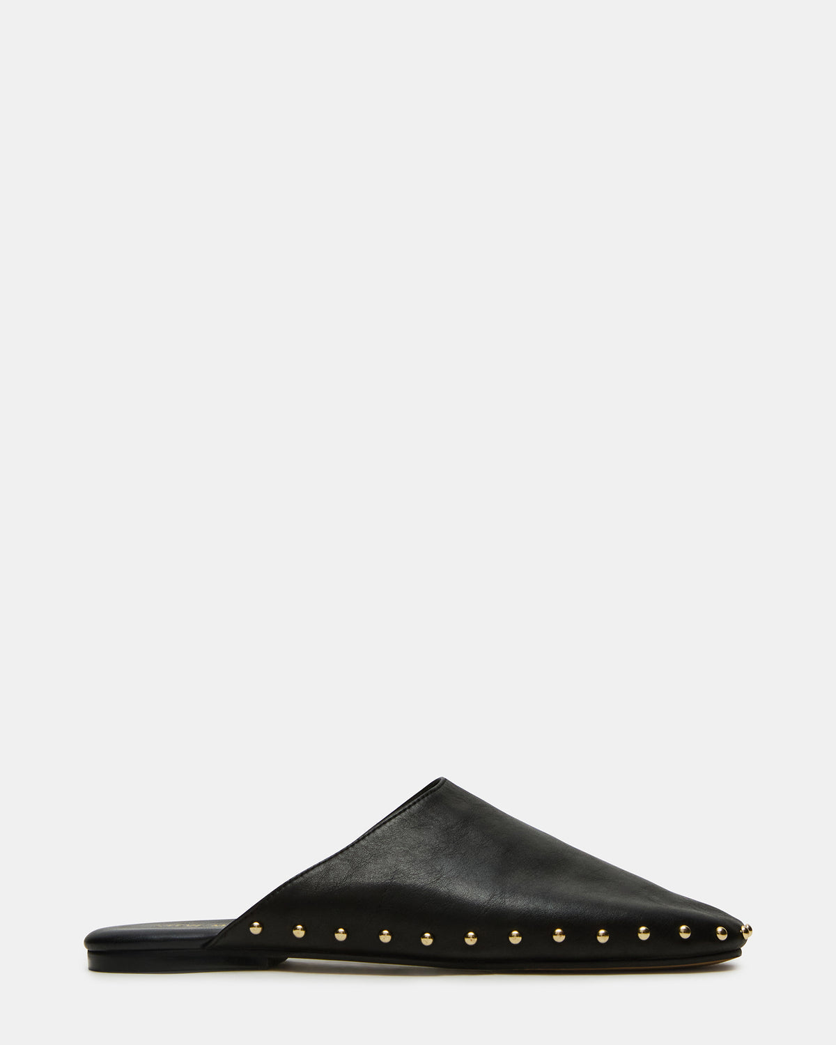 PEARSON Black Leather Rounded-Toe Slip-On Women's Flat
