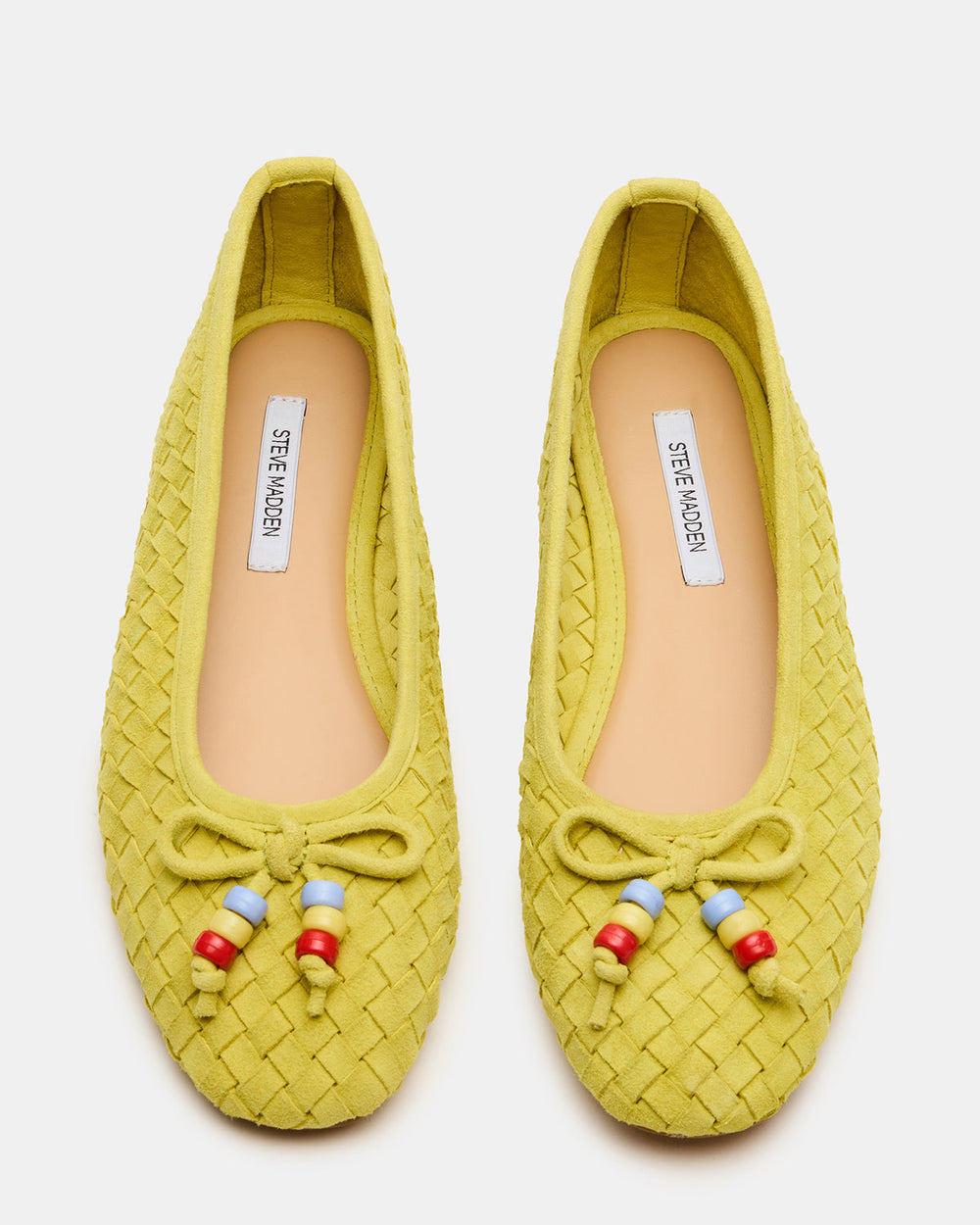 DIVY Lime Leather Woven Bow Ballet Round-Toe Women's Flat