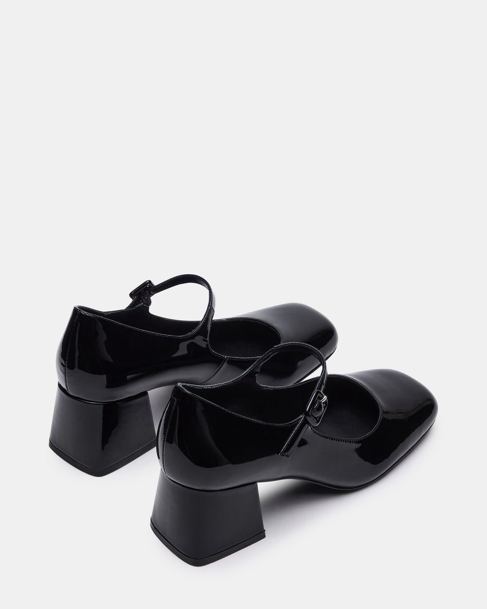 DARCEY Black Patent Square-Toe Mary Jane Block Heel Women's Loafer