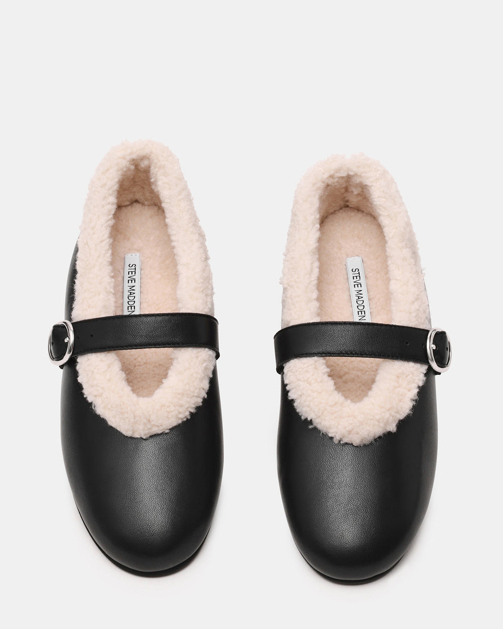 LODGE Black Leather Mary Jane Round-Toe Women's Flat