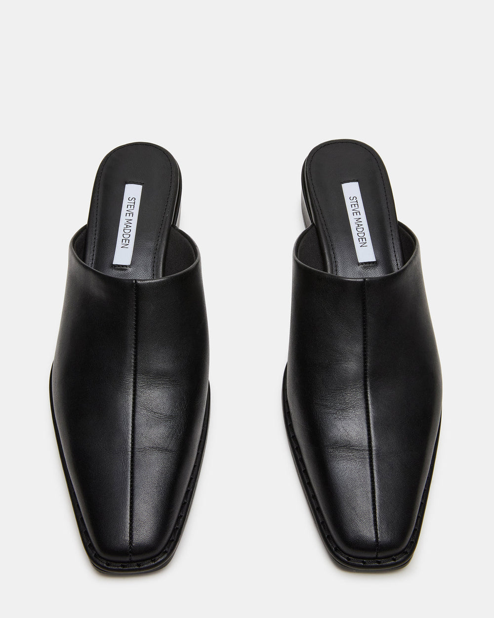 DESSA Black Leather Square-Toe Mule Women's Flat