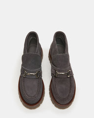LEON Grey Suede Platform Lug Sole Women's Loafer