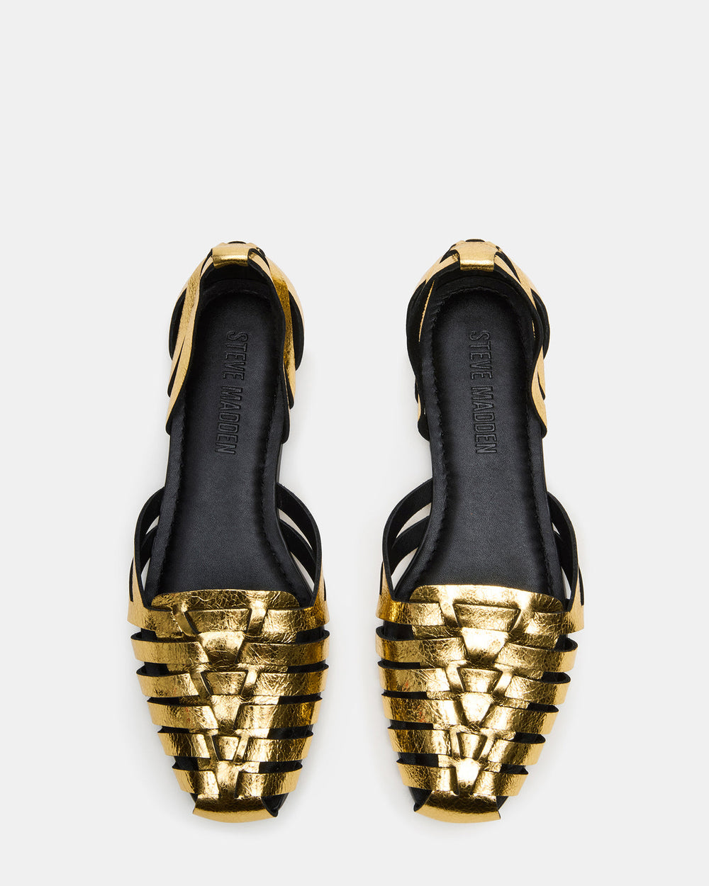 MEDLIN Gold Leather Square-Toe Fisherman Women's Flat
