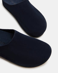 FERN Navy Suede Mule Slip-On Round-Toe Women's Flat