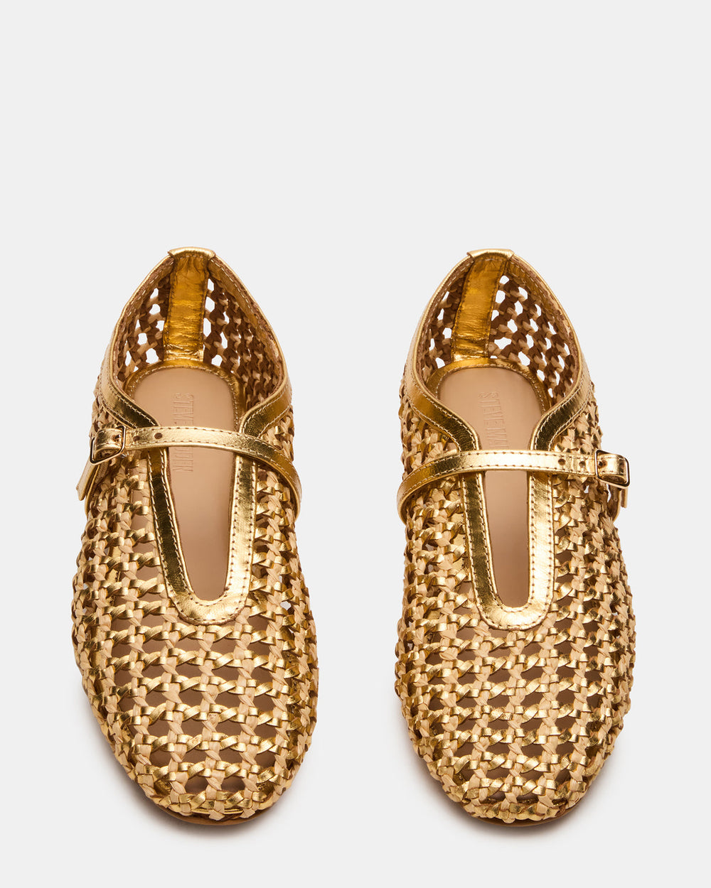 BELLISSIMA Gold Multi Mary Jane Woven Buckle Women's Flats