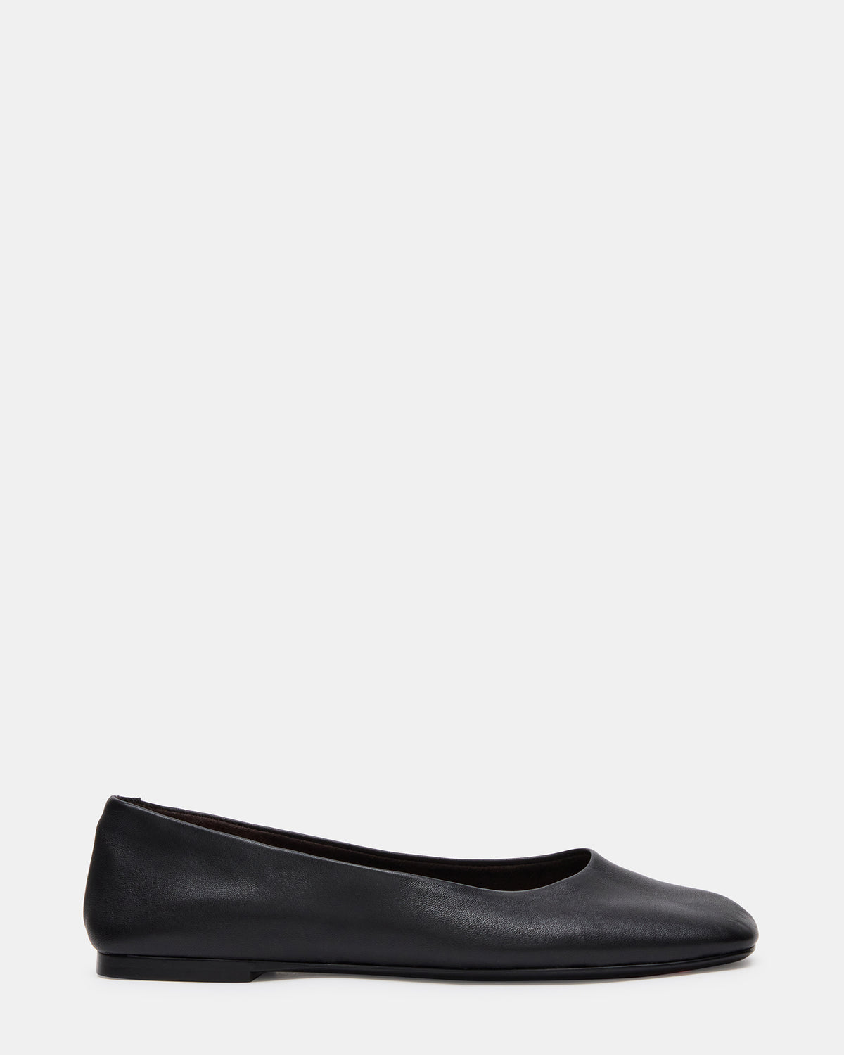 NURTURE Black Leather Square-Toe Ballet Women's Flat