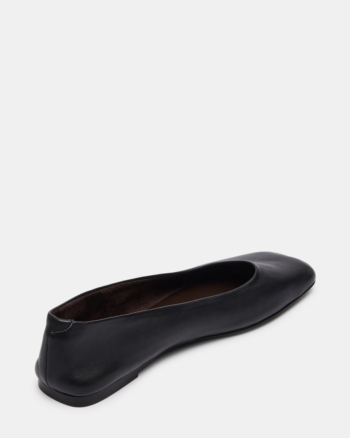 NURTURE Black Leather Square-Toe Ballet Women's Flat