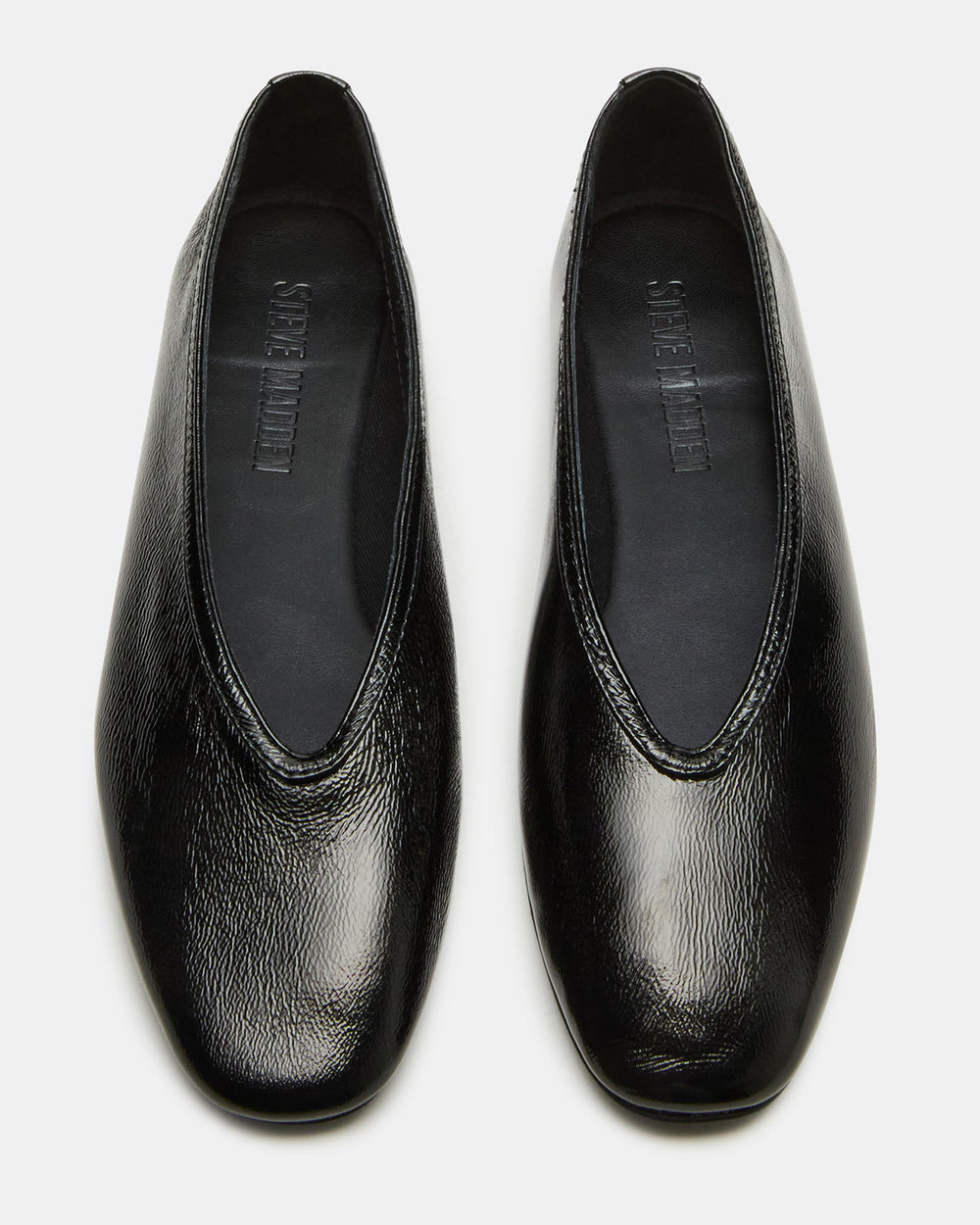 LENI Black/Black Square-Toe Ballet Women's Flat