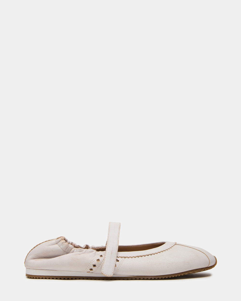 ANAYA White Distressed Mary Jane Ballet Women's Flat