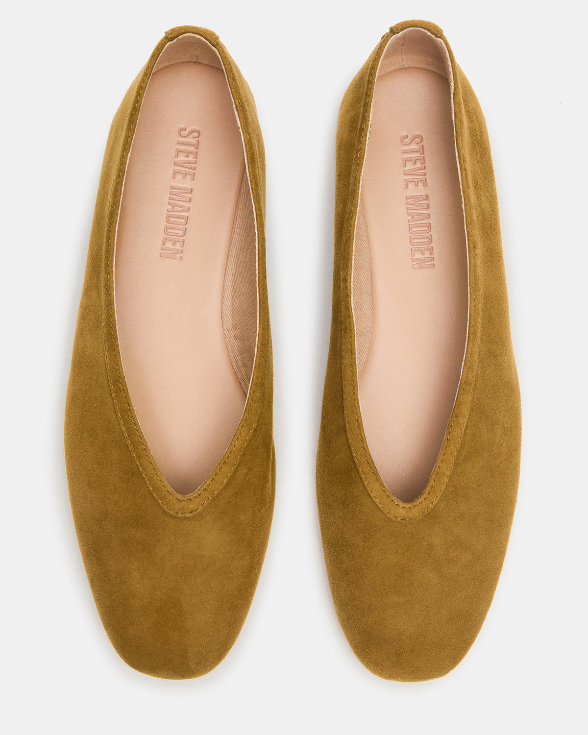 LENI Mustard Suede Square-Toe Ballet Women's Flat