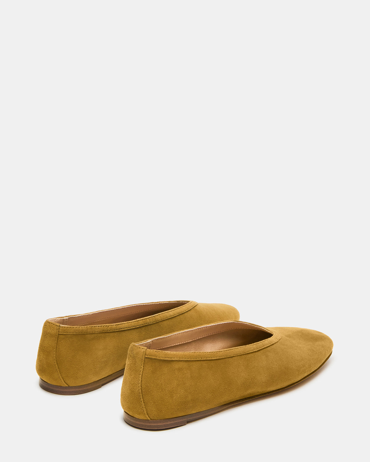 LENI Mustard Suede Square-Toe Ballet Women's Flat