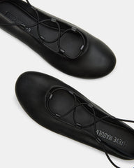 BOMBSHELL Black Leather Ballet Women's Flat