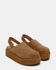 MELLOW Cognac Suede Women's Slingback Platform Clog